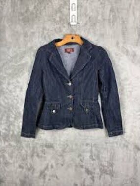 one 5 one Dark Blue Denim Blazer Jacket